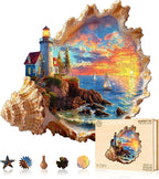 Jigfoxy Wooden Puzzles for Adults, Sunset by the Seaside Wood Puzzles Adult by Jigfoxy