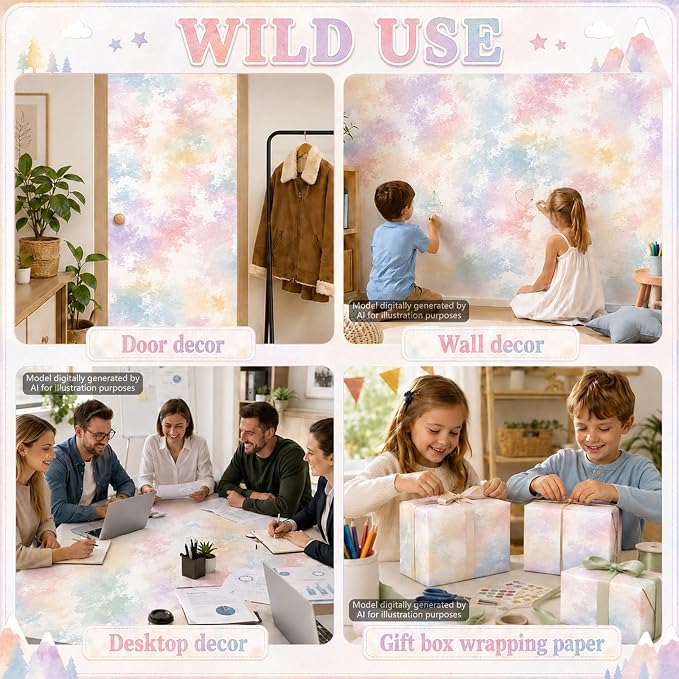 Pastel Tie-Dye Bulletin Board Roll Non-Woven Fabric Poster 16in X 20ft | Back - Image 6
