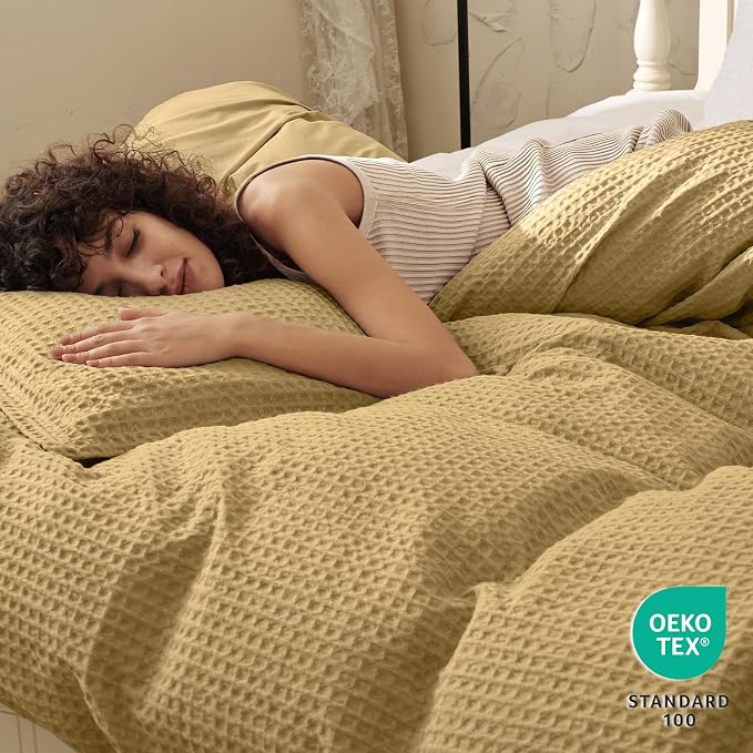 PHF Waffle Weave Duvet Cover Set King Size, No Snagging Ultra Soft Luxury - Image 2