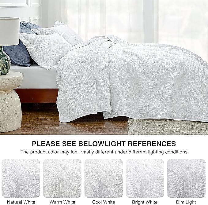 Love's cabin Twin Quilt Set White Bedspreads - Image 5