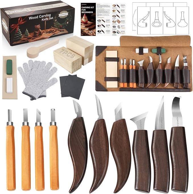 Wood Carving Kit for Beginners – 25pcs Whittling Knife Kit Wood Carving Tools - Image 9