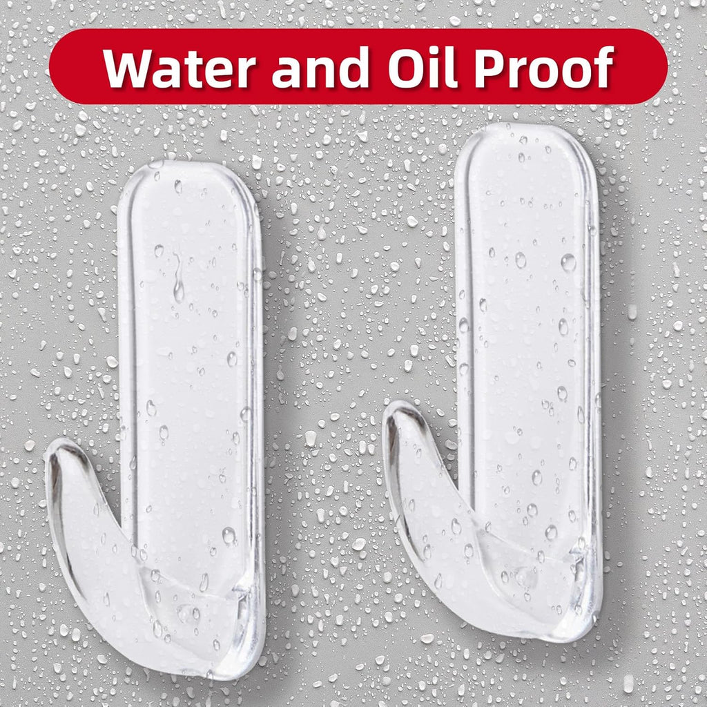 Wall Hooks for Hanging Heavy Duty, Large 12 Self Adhesive Wall with 16 Strips no Damage, Transparent Sticky for Key, Shower,Towel, Coat, Door, Hat