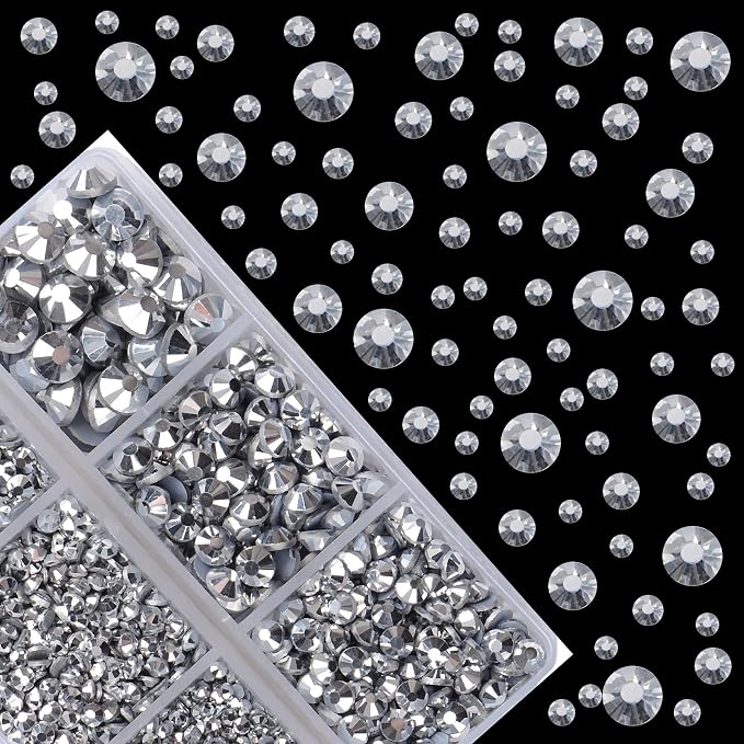 4000Pcs Mixed Size Hot Fix Round Crystals Gems Glass Stones Hotfix Flat Back - Image 2