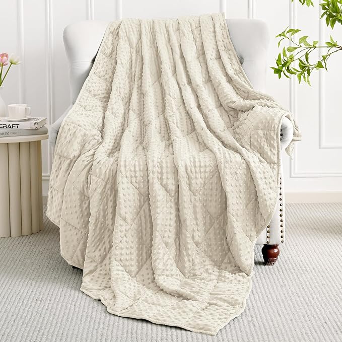 Mr. Sandman Weighted Blanket for Adults, Minky Dots Heavy Blanket for Women - Image 2