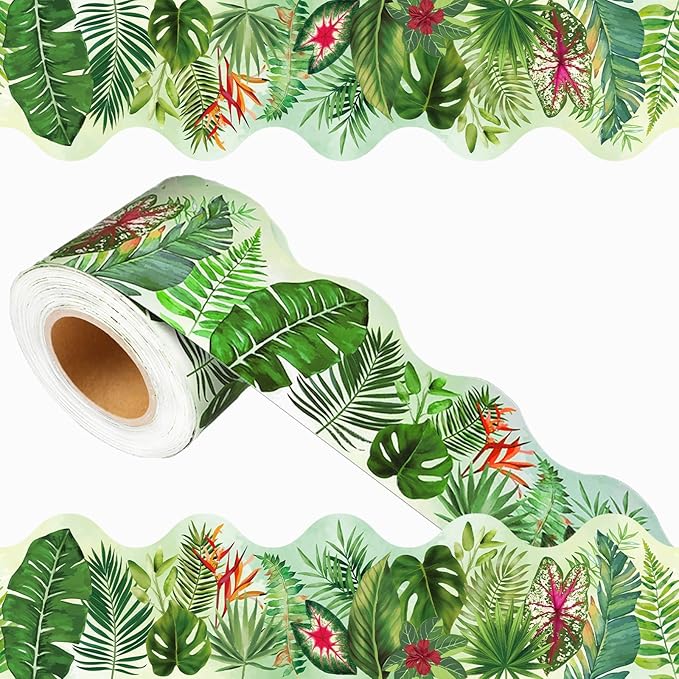 69 Feet Tropical Leaves Patterns Bulletin Board Borders Jungle Leaves Border by Unknown