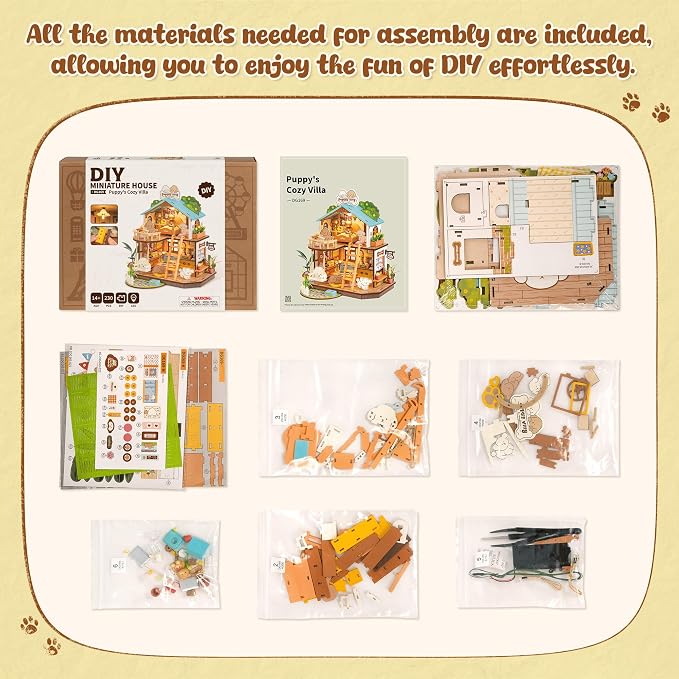 ROBOTIME DIY Miniature House Kit, Mini Wooden Dollhouse Diorama Model, Tiny - Image 8
