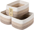 Small Storage Baskets for Organizing | Closet Organizer Bins | Shelf Toy Basket | Woven Rope Baskets | Cube Decorative Box | Shallow Basket |11.5x7.5x4.7”| 3 Packs Gradient Brown