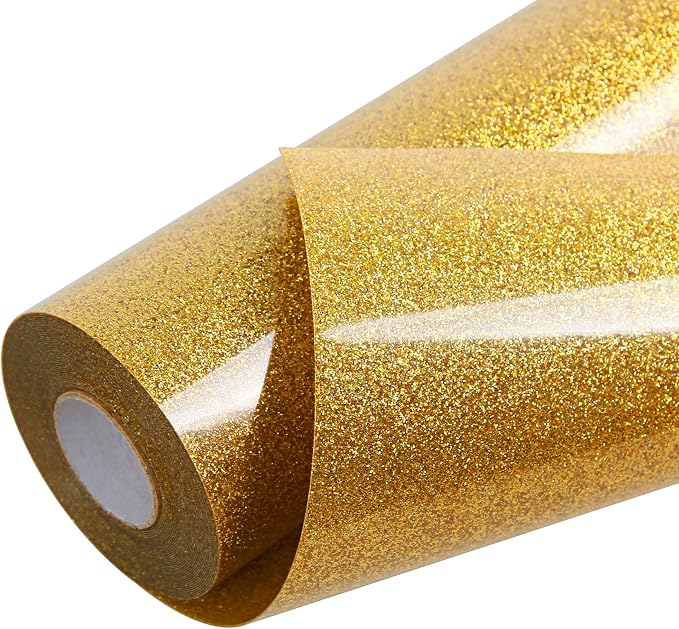 TORC Gold Glitter HTV Heat Transfer Vinyl Roll 12 inch x 20 ft Sparkly Iron on by TORC