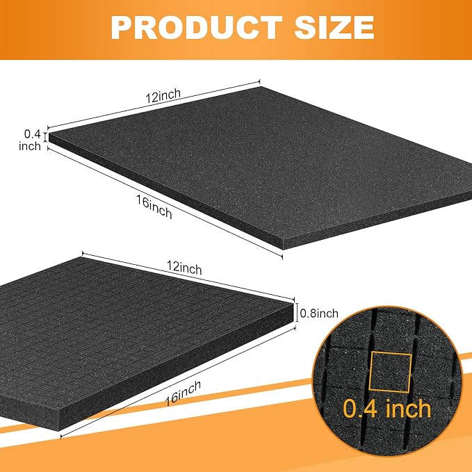 Eunice 4Pcs 16 x 12 x 0.4 Inch Polyurethane Foam Sheets & 4Pcs 16 x 12 x 0.8 - Image 2