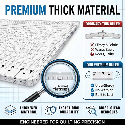 XL 17-3/4” x 22” Slotted Quilting Ruler, Accurate Fabric Strip Cutting - Image 4