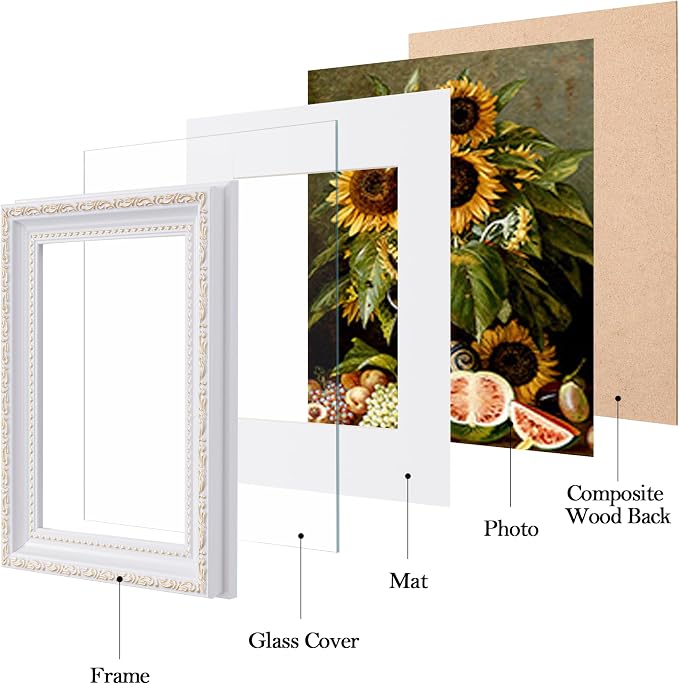 eletecpro 5x7 Vintage Picture Frame, Glass Cover, Horizontal or Vertical - Image 2