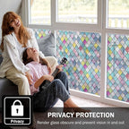 Stained Glass Window Film, Window Privacy Films, Colorful Lattice Window Tint - Image 3