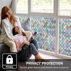Stained Glass Window Film, Window Privacy Films, Colorful Lattice Window Tint - Image 3