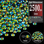 2500pcs 5mm Resin Rhinestones Bulk, Emerald Black AB Flatback Round Jelly - Image 2