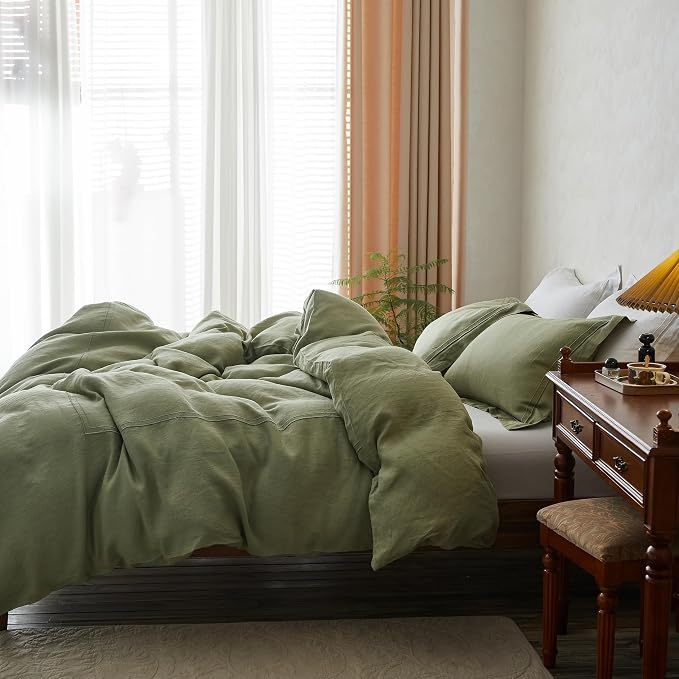 Simple&Opulence 100% Washed Linen Duvet Cover Set 88"x92" - Image 2