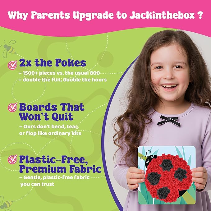 jackinthebox Poke Poke Art – Bugs Theme, Mess-Free Fabric Art and Craft - Image 4