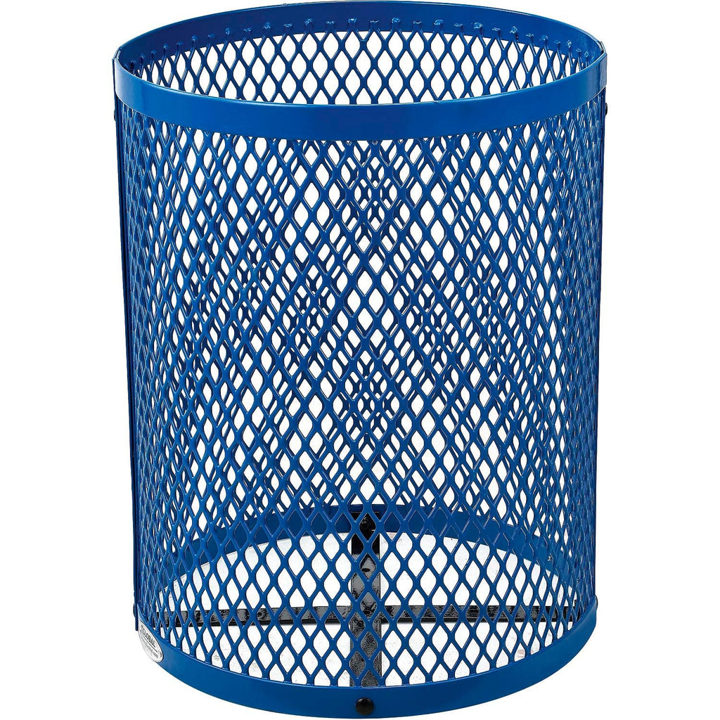 Global Industrial 36 Gallon Outdoor Steel Trash Can with Dome Lid, Plastic Liner and Anchor Kit Included, 23-1/2" Diameter x 40" H, Powder Coat Finish, Unassembled, Blue