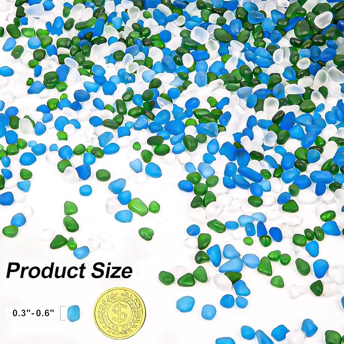 QEQEKAKA Sea Glass Stones for Crafts About 1LB Glass Pebbles Gemstones Bulk for - Image 2