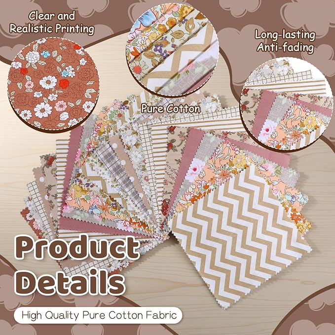 84 Pcs 5 inch Vintage Rose Quilting Fabric Square Bundle, Precuts Charm Packs - Image 3