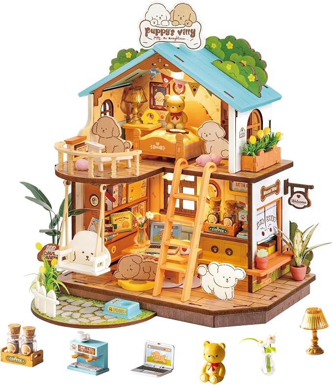 ROBOTIME DIY Miniature House Kit, Mini Wooden Dollhouse Diorama Model, Tiny by ROBOTIMEBuildingThingstoLife