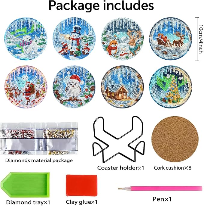 Benjenes 8PCS Diamond Art Coasters Kit - Image 2