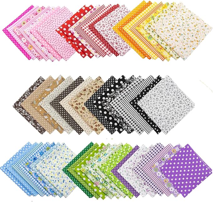 AUEAR, 56 Pack Quilting Fabric 10"X10" Cotton Fat Squares Sheets Printed Floral by AUEAR