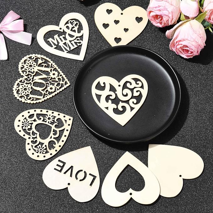 40 Pcs Unfinished Wood Heart Cutouts - Image 4
