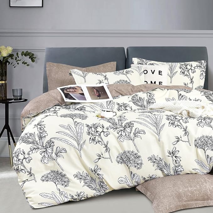 LEMIROE Floral Cotton Comforter Queen Size 3Pcs by LEMIROEBEDDING