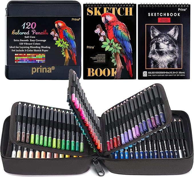 PRINA Art Supplies 120 Colors Colored Pencils Set by PRINA