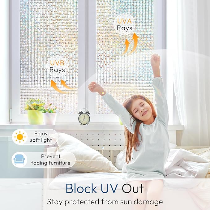 rabbitgoo Window Privacy Film, Mosaic Stained Glass Film, 23.6" x 78.5" | - Image 5