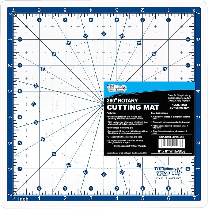 U.S. Art Supply 8" x 8" Self-Healing Cutting Mat 7-Ply by USArtSupply
