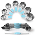 Spring Chef Magnetic Measuring Cups & Spoons Set of 15, Aqua Sky | Stackable by SpringChef