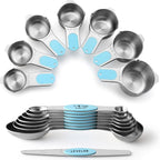 Spring Chef Magnetic Measuring Cups & Spoons Set of 15, Aqua Sky | Stackable by SpringChef