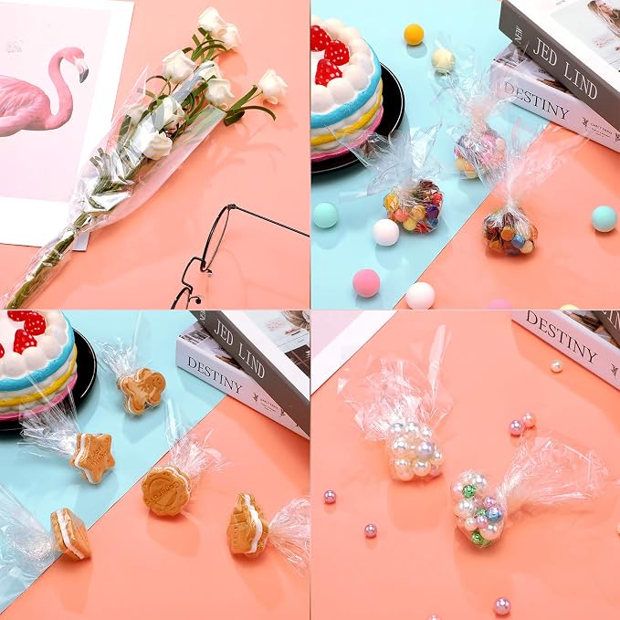 Outus 104 Pcs Colored Cellophane Sheets Cellophane Wrapping Paper - Image 4