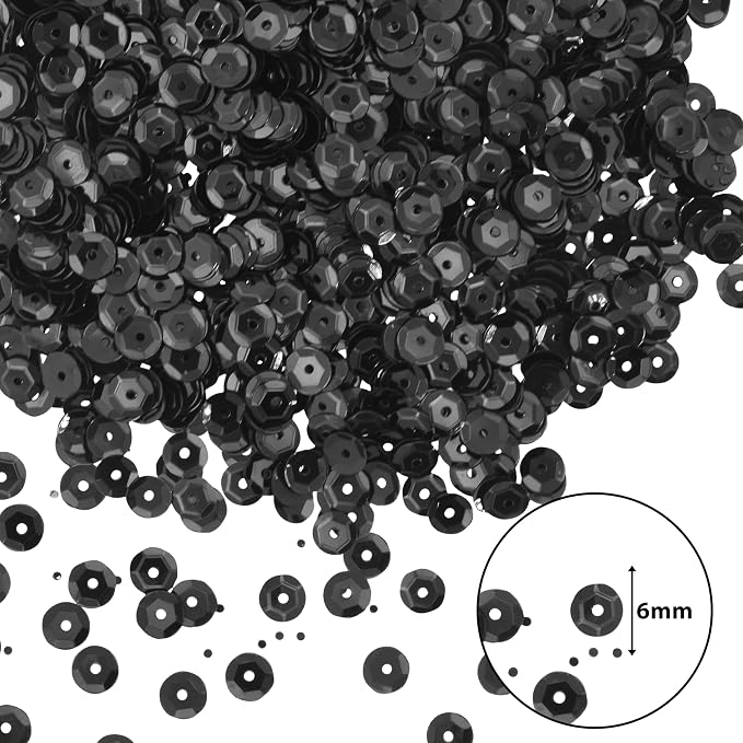 Mandala Crafts 6mm Cup Round Black Sequins - Image 3