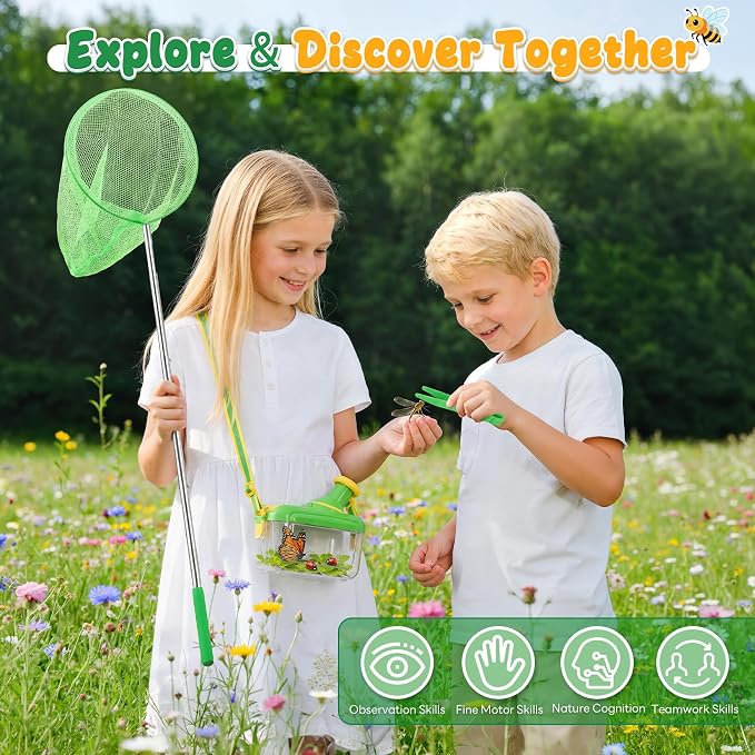 Bug Catcher for Kids, Magnifying Glass Butterfly Net Kids Binoculars, Outdoor - Image 3