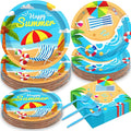 50 Guests Beach Plates and Napkins Party Supplies Summer Birthday Party by Qyeahkj