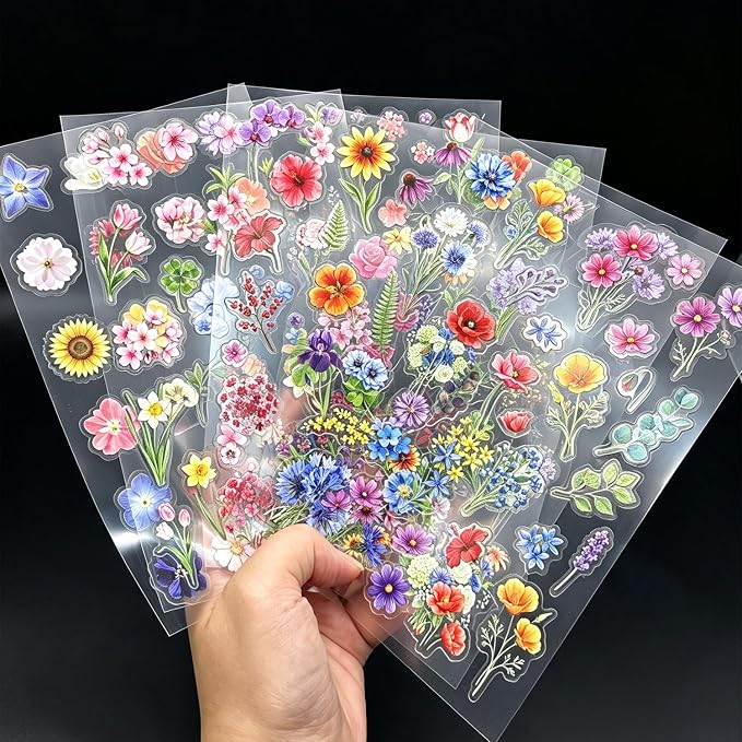 316PCS Transparent Flower Stickers: - Image 2