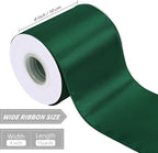 Forest Green 4 Inch 15 Yards Satin Wired Ribbon Valentine's Day Ribbons - Image 2