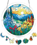 Acrylic Puzzle Suncatcher, Sunrise Sea Flowers Sun Catcher by Unknown