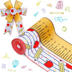 2 Rolls Back to School Wired Edge Ribbons, 12 Yards Apple Pencil Stripe by Unknown