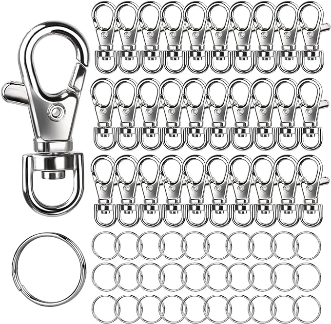 LEOBRO 60PCS Lobster Claw Clasps and Key Rings, Keychain Making kit by LEOBRO