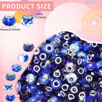 60Pcs Large Hole Beads Spacer Beads Dark Blue Assorted European Craft Big Beads - Image 2