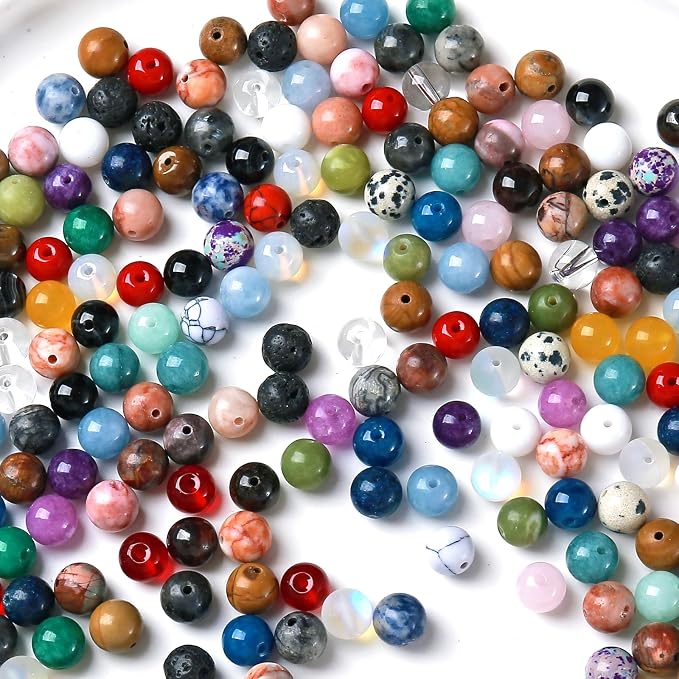 100PCS 10mm Natural Multicolor Stone Beads Round Loose Spacers Beads - Image 3