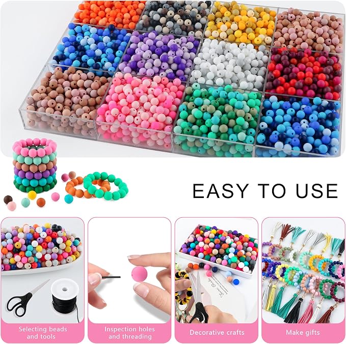 300Pcs Silicone Beads 9mm Mix Color, Bulk Silicone Beads 9mm - Image 4
