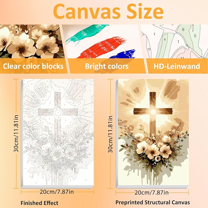 Mandun 3 Pack Paint by Numbers for Adult, Religion Paint by Numbers Kit for - Image 2
