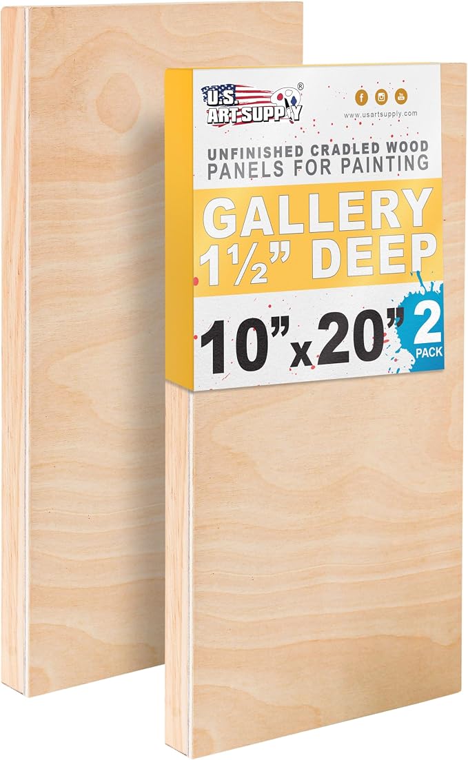 U.S. Art Supply 10" x 20" Unfinished Cradled Wood Panels by USArtSupply