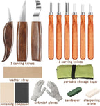 AUGSUN Wood Carving Kit, 17 Pack Wood Whittling Kit Hand Carving Knife Tools Set - Image 2