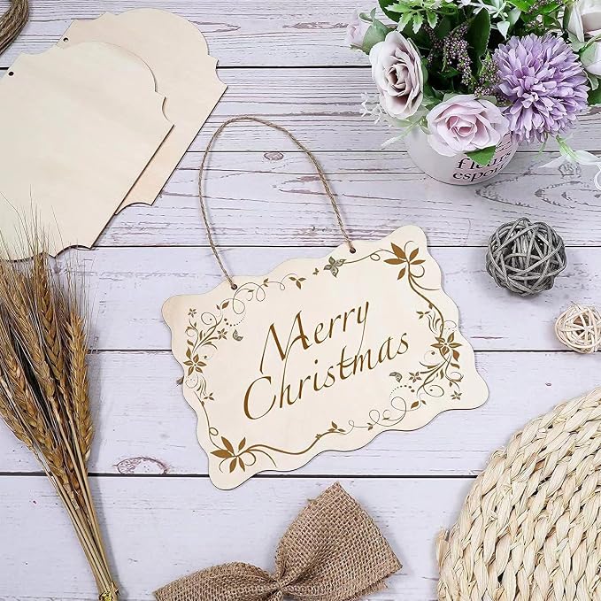 12Pcs Small Unfinished Wood Boards, 6 Shapes of Blank Wood Signs Wood Plaques - Image 4