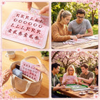 Solo Mahjong Practice Mat, 7.9 x 7 Inch Waterproof Rubber Mahjong Training Board - Image 7